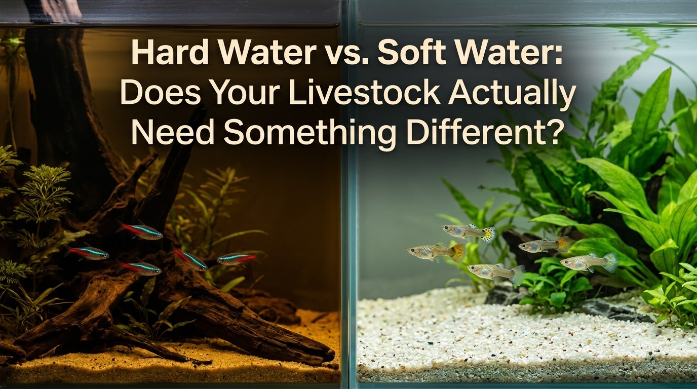 Tetras and guppies in contrasting soft-water and hard-water aquariums